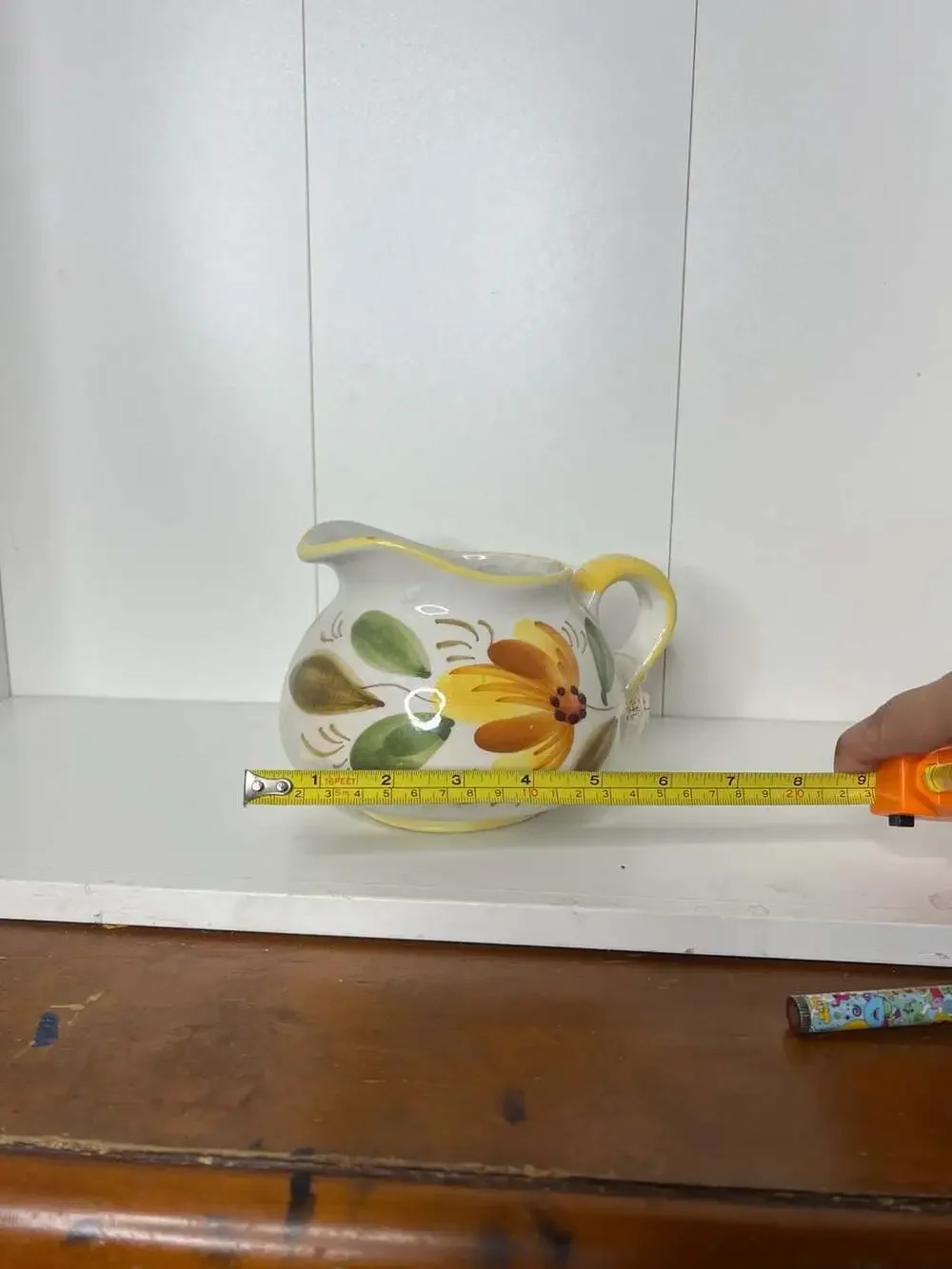 Vintage Hand Painted Floral Ceramic Pitcher Made in Italy for FTD